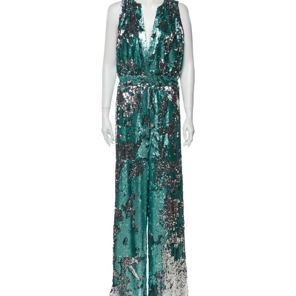 Caroline Ritzler (Paris) Green Metallic Jumpsuit - Picture 1 of 8